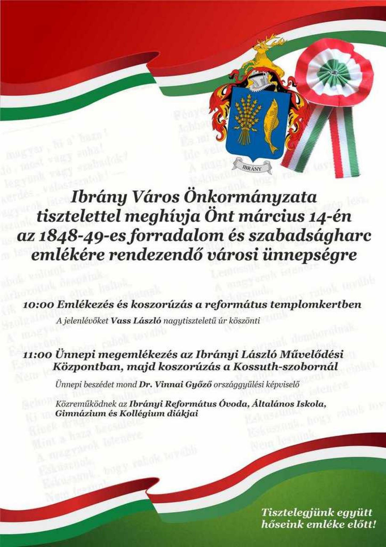 Tisztelgés az 1848-49-es forradalom és szabadságharc hősei előtt